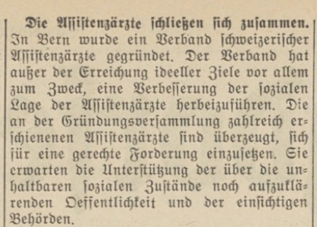 Die Meldung im «Burgdorfer Tagblatt» vom 29. Juli 1945 über die Gründung des vsao. Bild: Burgdorfer Tagblatt via via www.e-newspaperarchives.ch